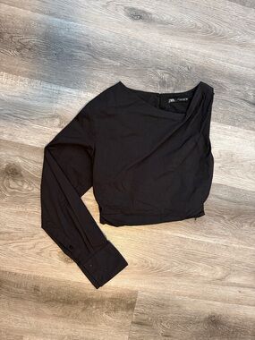 Zara Black One-Arm Cropped Top